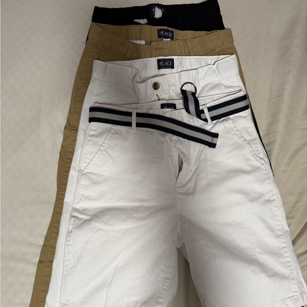 The Children's Place White, Tan, and Black Formal Pants bundle